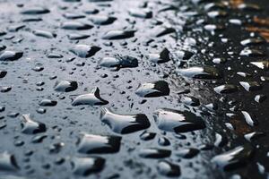 close up rain water drop falling to the ground AI Generated photo