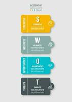 Business concept infographic template with swot analysis. vector