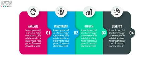 concepto de negocio de plantilla infográfica con paso. vector