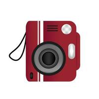 Red pocket camera vector. A digital camera icon is isolated on a white background. vector