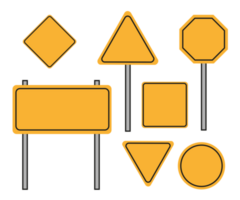 conjunto do esvaziar estrada sinais, amarelo isolado png