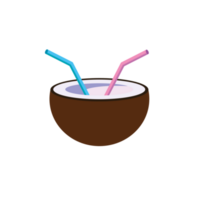 coconut and two straws illustration png