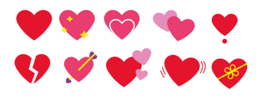 Heart Color Set Icons illustrations. Set of Hearts in different colors and types png