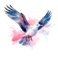 Flying Seagull Watercolor Illustration. Illustration AI Generative png