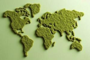 mundo mapa verde planeta tierra y ambiente día tema ai generado foto