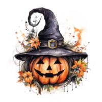 Halloween Kürbis Aquarell isoliert. Illustration ai generativ png