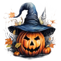 Halloween pumpkin watercolor isolated. Illustration AI Generative png