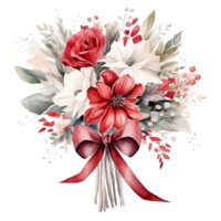 Cute watercolor wedding bouquet isolated. Illustration AI Generative png