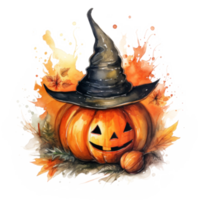 Halloween pumpkin watercolor isolated. Illustration AI Generative png