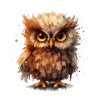 Cute owl with big eyes. Illustration AI Generative png