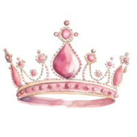 Watercolor pink princess crown isolated. Illustration AI Generative png