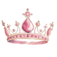 aquarelle rose Princesse couronne isolé. illustration ai génératif png