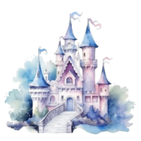 söt vattenfärg prinsessa slott. illustration ai generativ png