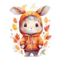 carino acquerello bambino autunno coniglietto isolato. illustrazione ai generativo png
