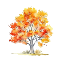 Aquarell Herbst Baum. Illustration generativ ai png