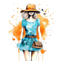 Watercolor Fahion Illustration Isolated. Illustration png