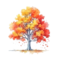 Watercolor Autumn Tree. Illustration Generative AI png