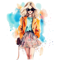 Aquarell Fahion Illustration isoliert. Illustration ai generativ png