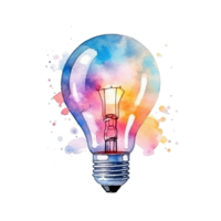 Watercolor Idea Light Bulb. Illustration AI Generative png