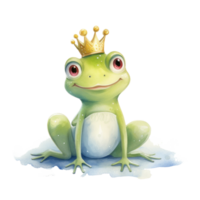 Watercolor princess frog isolated. Illustration Generative AI png