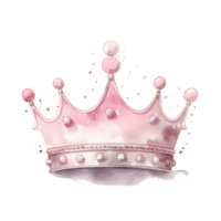 Watercolor pink princess crown isolated. Illustration AI Generative png