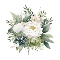 White flower watercolor isolated. Illustration AI Generative png