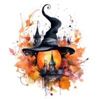 Halloween watercolor composition. Illustration AI Generative png