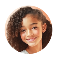Porträt von lächelnd jung Mädchen zum Profil Bild. Illustration generativ ai png