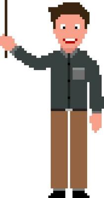 Pixel art illustration of man.