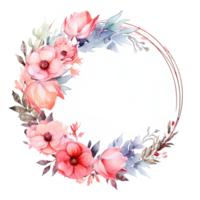 Watercolor Floral Wreath Isolated. Illustration AI Generative png