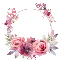 Watercolor Floral Wreath Isolated. Illustration AI Generative png