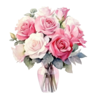 Cute wedding bouquet. Illustration AI Generative png