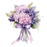 Cute watercolor wedding bouquet isolated. Illustration AI Generative png