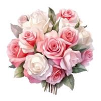 Cute wedding bouquet. Illustration AI Generative png