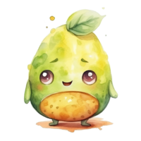 süß Aquarell Baby Avocado. Illustration ai generativ png