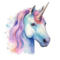 süß Aquarell Einhorn. Illustration ai generativ png