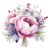 Cute watercolor wedding bouquet isolated. Illustration AI Generative png