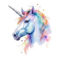 linda acuarela unicornio. ilustración ai generativo png