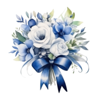 Cute watercolor wedding bouquet isolated. Illustration AI Generative png