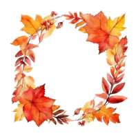 Watercolor Autumn Frame Background. Illustration AI Generative png