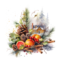 Weihnachten Komposition Aquarell. Illustration ai generativ png