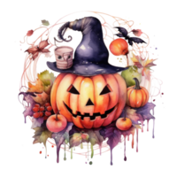 Halloween watercolor composition. Illustration png