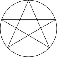 Pentacle Symbol in Black Line Art. vector