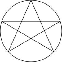 Pentacle Symbol in Black Line Art. vector