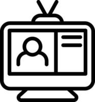 Television Icon In Black Outline. vector