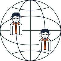 Global Connection People Icon in Flat Style. vector