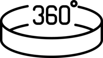 360 Degree Or Camera Icon In Black Outline. vector