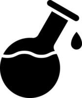 Round Bottom Flask Icon In Black And White Color. vector