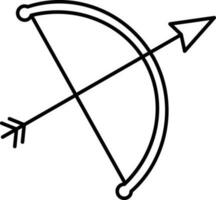 Bow with Arrow Icon in Line Art. vector