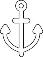 Flat Style Anchor Icon in Black Outline. vector